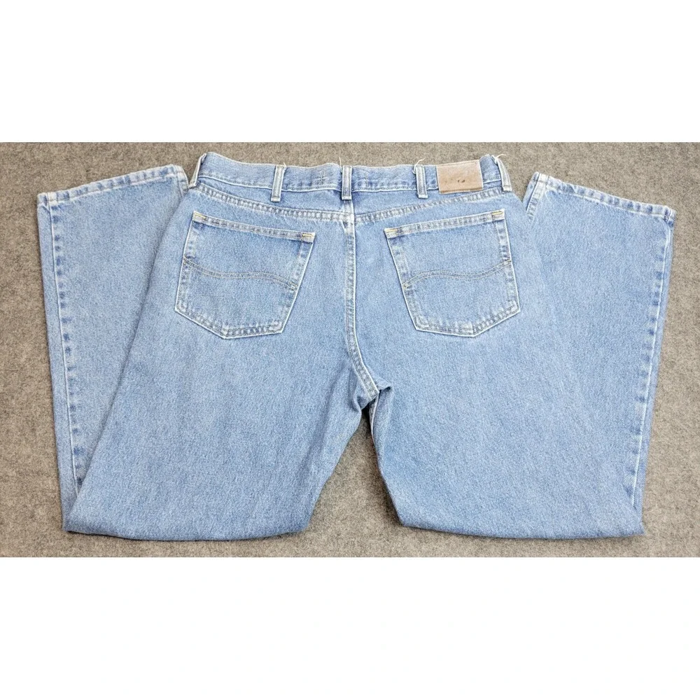 Lee Jeans Mens 38x30 Blue Denim Boho Streetwear Grunge Regular Fit Straight Leg